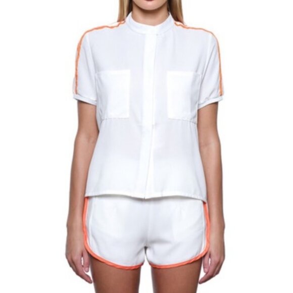 Style Mafia White Button Front Shirt & Short Set Size M or L - Picture 1 of 13